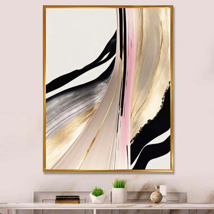 Minimalism Pink And Gold Cubic Fusion VII - Modern Living Room Wall Decor