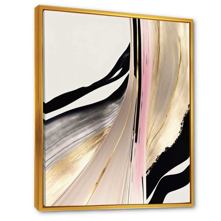 Minimalism Pink And Gold Cubic Fusion VII - Modern Living Room Wall Decor