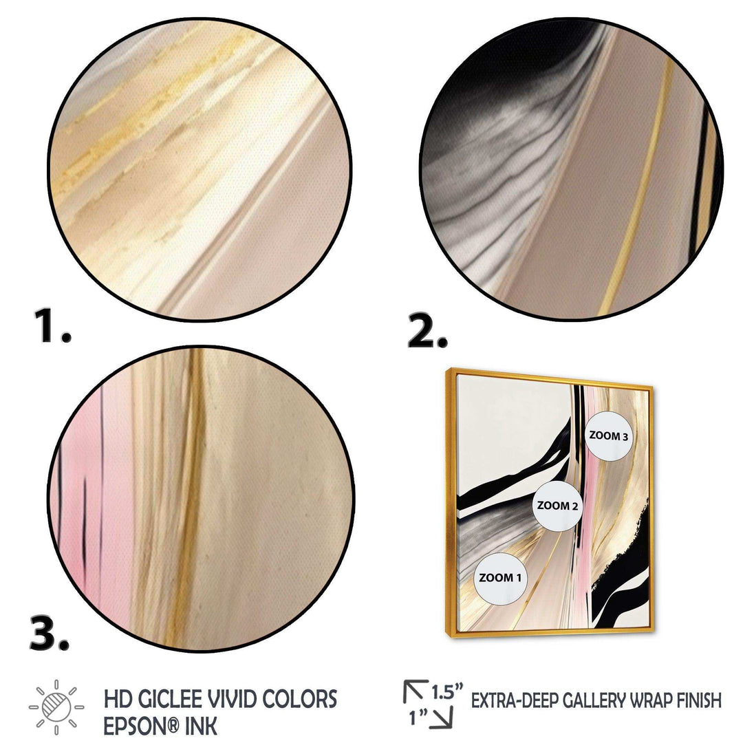 Minimalism Pink And Gold Cubic Fusion VII - Modern Living Room Wall Decor