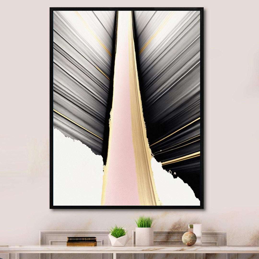 Minimalism Pink And Gold Cubic Fusion VIII - Modern Bedroom Wall Art