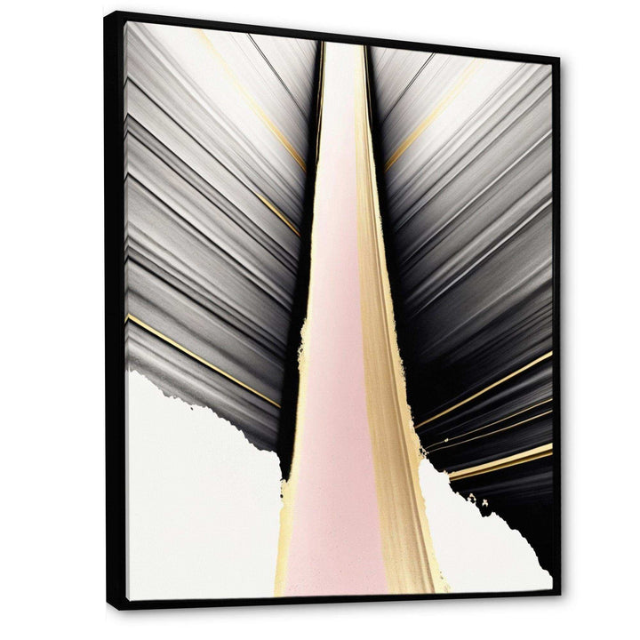 Minimalism Pink And Gold Cubic Fusion VIII - Modern Bedroom Wall Art