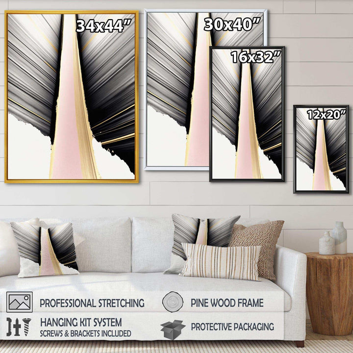 Minimalism Pink And Gold Cubic Fusion VIII - Modern Bedroom Wall Art
