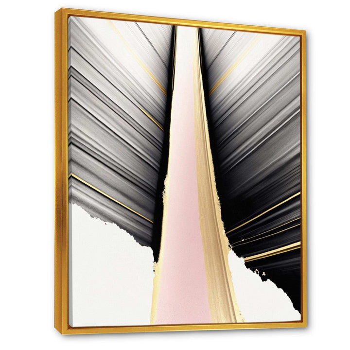 Minimalism Pink And Gold Cubic Fusion VIII - Modern Bedroom Wall Art
