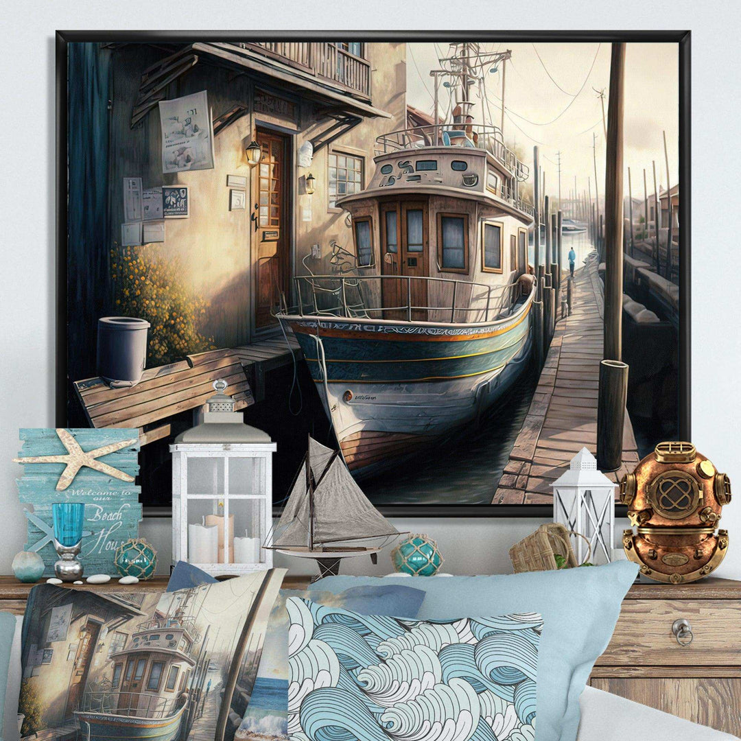 Rustic Port With A Fishing Boat IV
