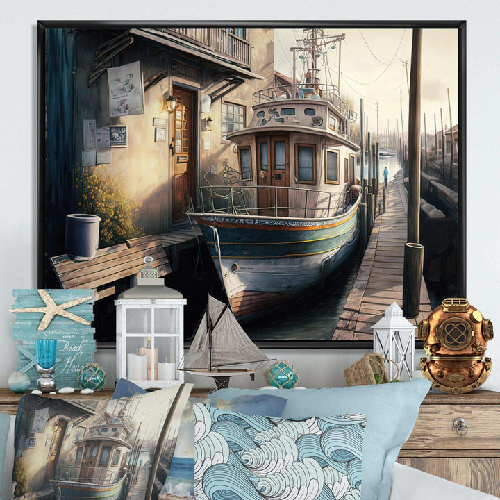 Rustic Port With A Fishing Boat IV