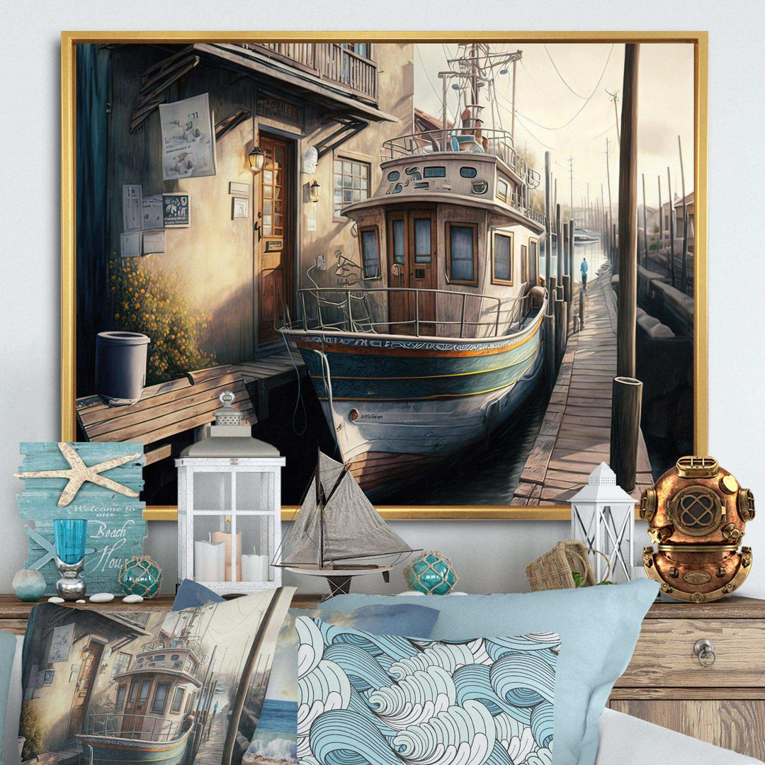 Rustic Port With A Fishing Boat IV