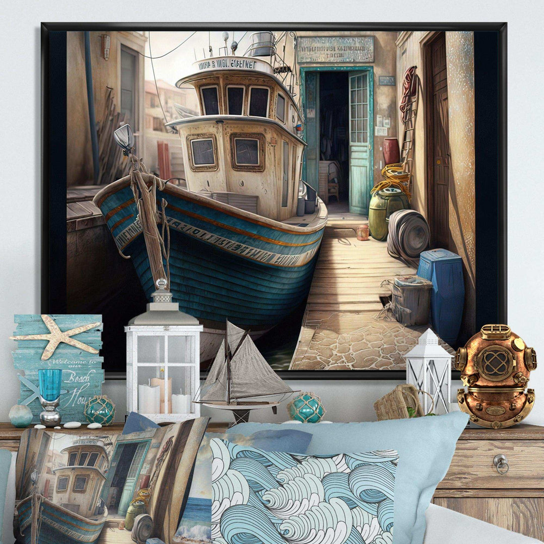 Rustic Port With A Fishing Boat VI