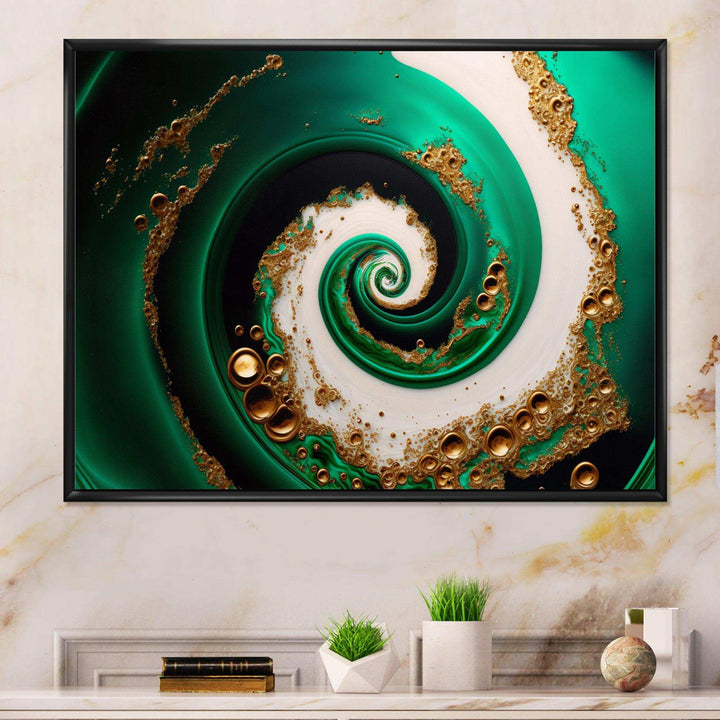 Green And Gold Crashing Waves I - Modern Wall Art Prints