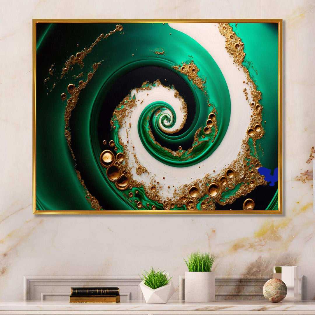 Green And Gold Crashing Waves I - Modern Wall Art Prints