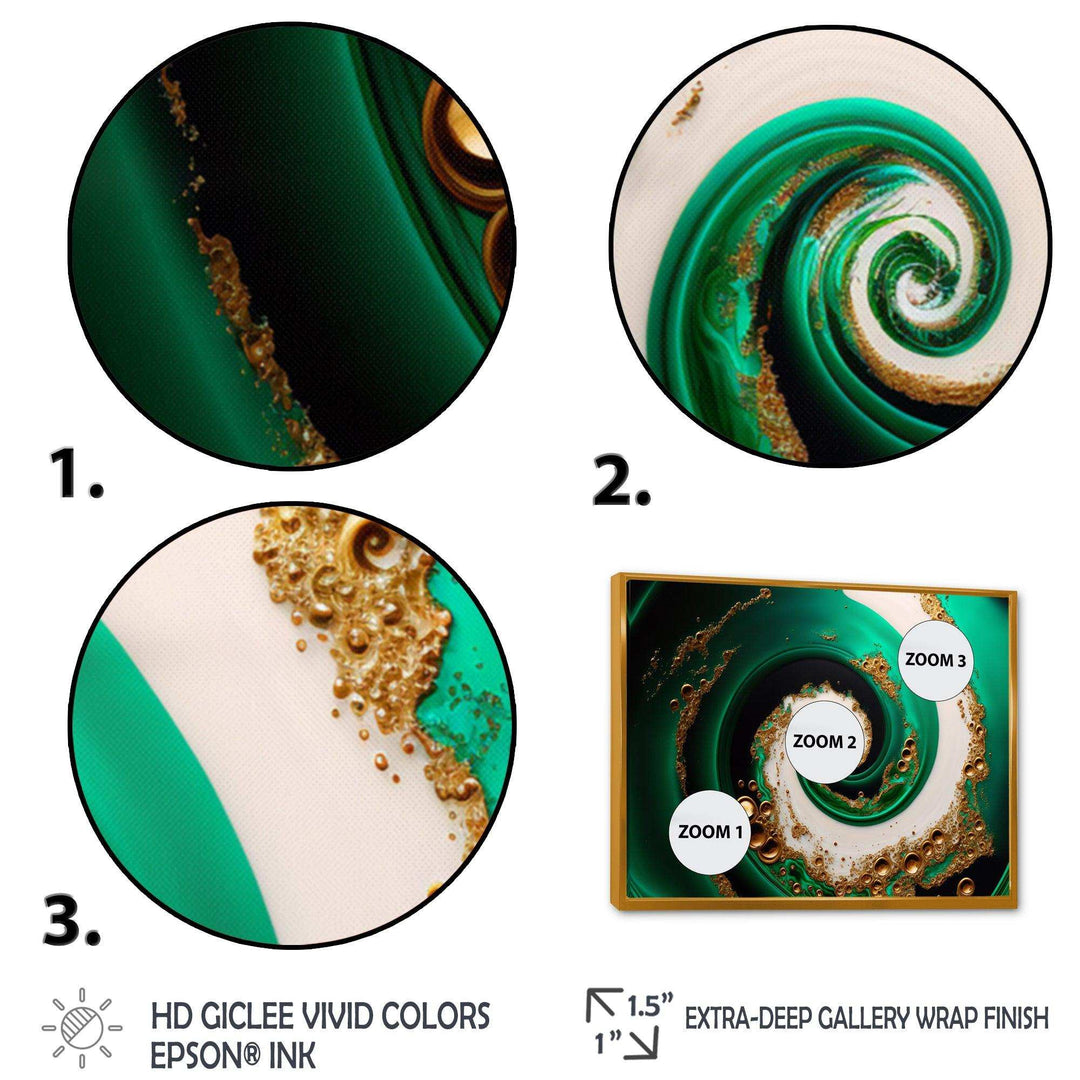 Green And Gold Crashing Waves I - Modern Wall Art Prints