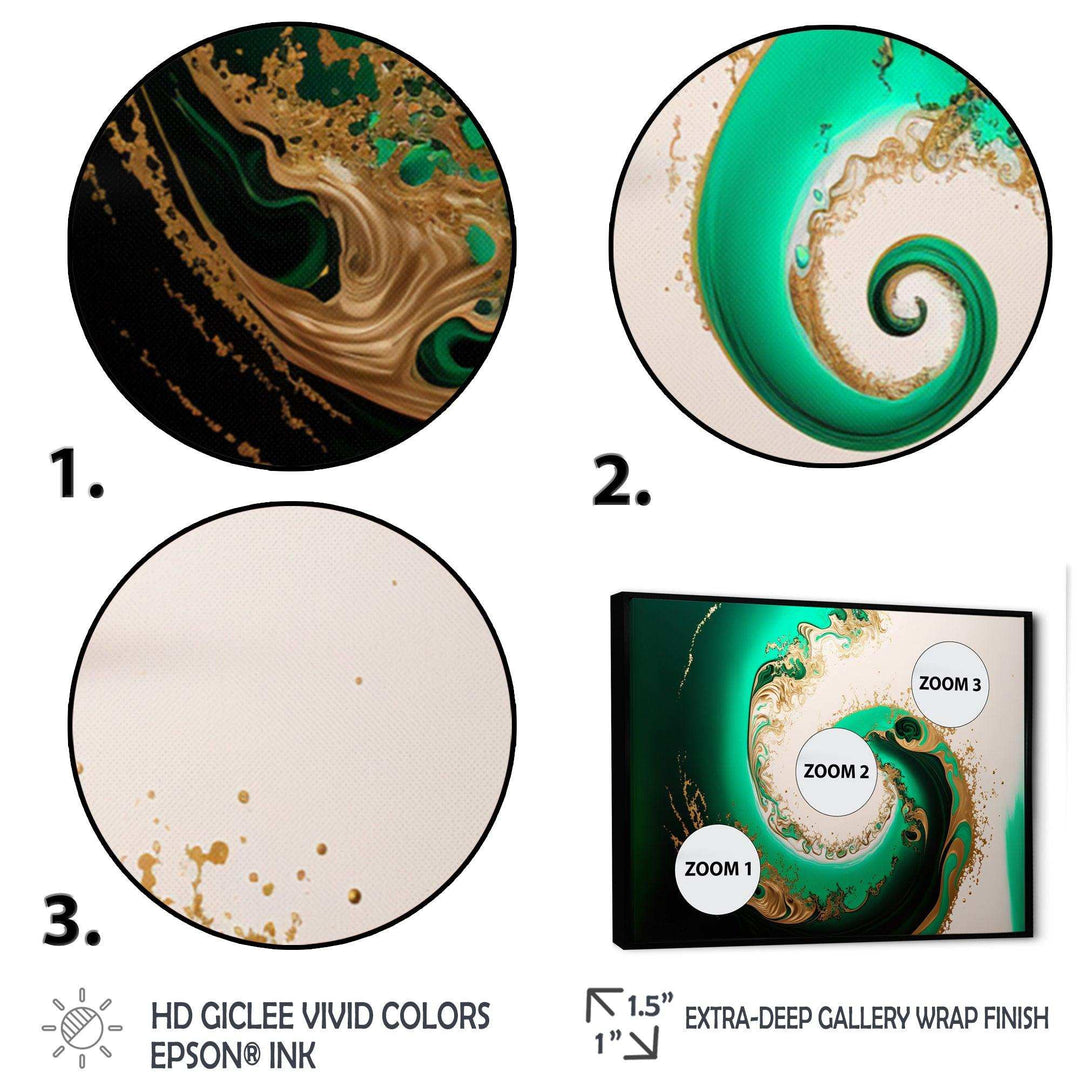 Green And Gold Crashing Waves II - Modern Canvas Wall Art