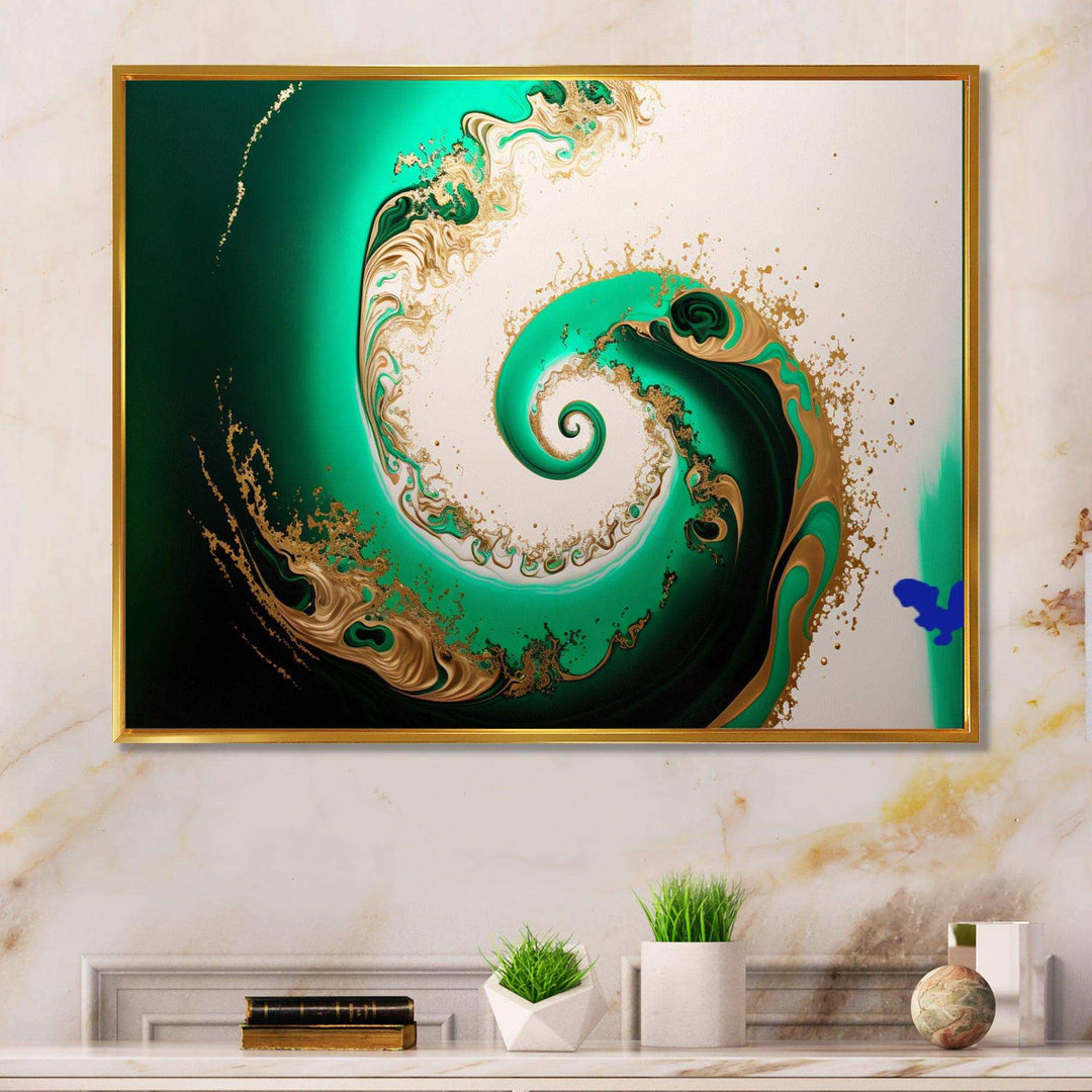 Green And Gold Crashing Waves II - Modern Canvas Wall Art