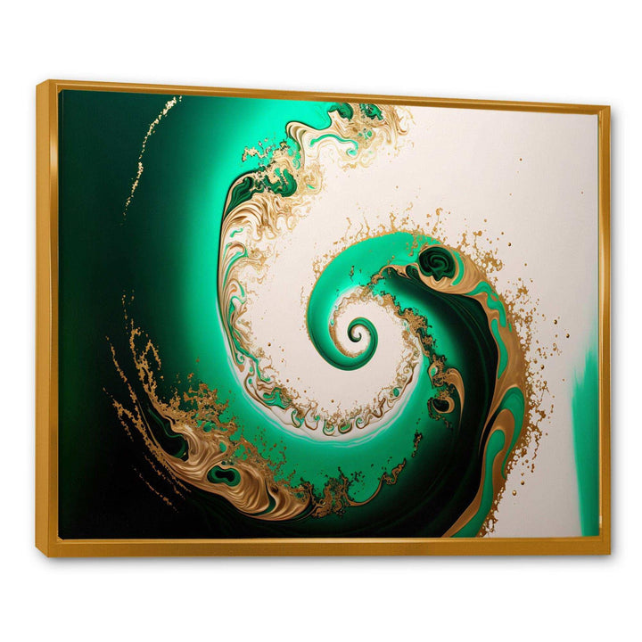 Green And Gold Crashing Waves II - Modern Canvas Wall Art