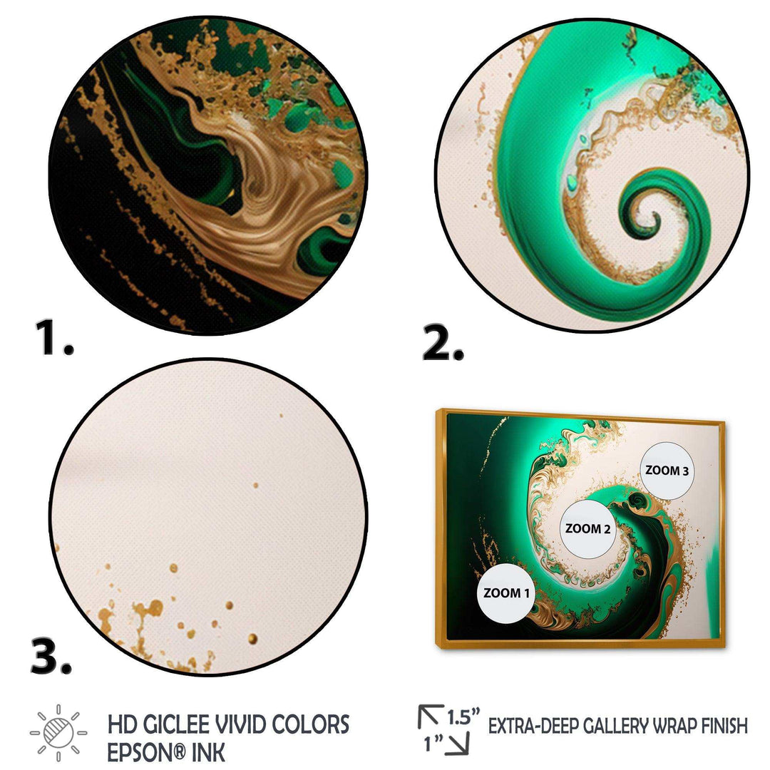 Green And Gold Crashing Waves II - Modern Canvas Wall Art