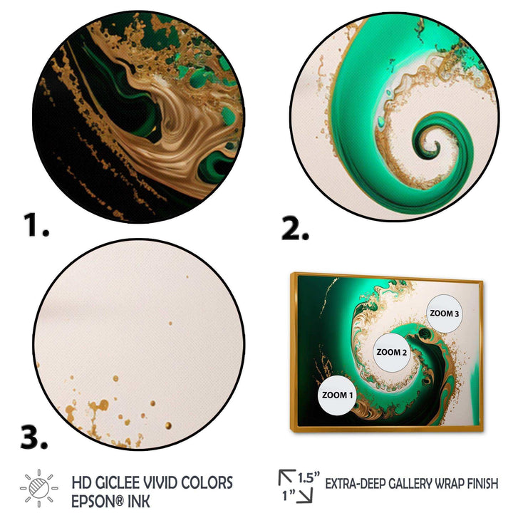 Green And Gold Crashing Waves II - Modern Canvas Wall Art