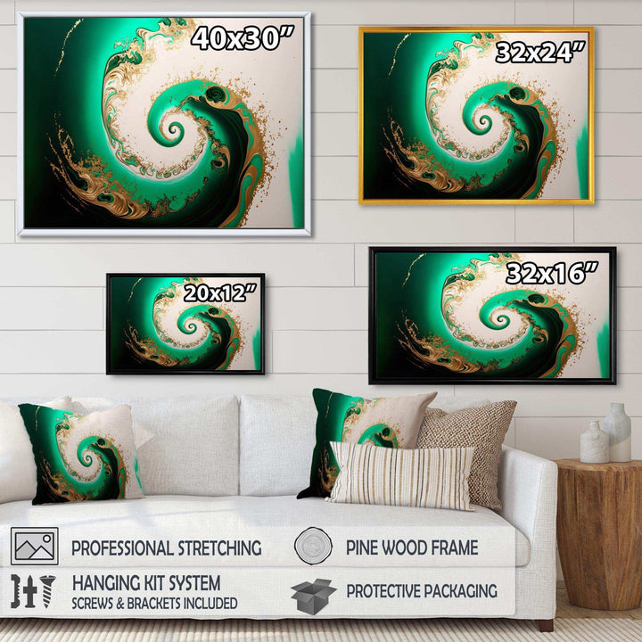 Green And Gold Crashing Waves II - Modern Canvas Wall Art
