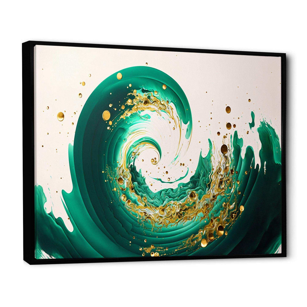 Green And Gold Crashing Waves IV - Modern Bedroom Wall Art
