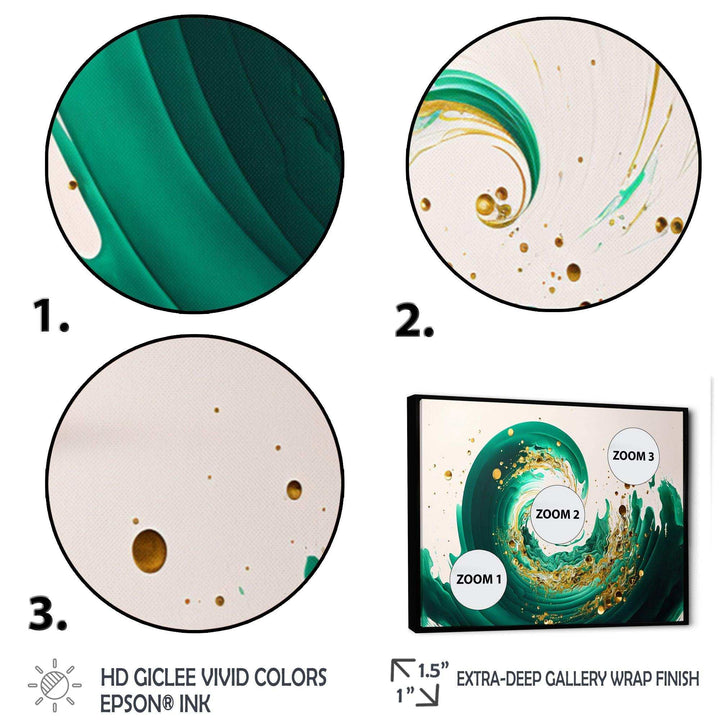 Green And Gold Crashing Waves IV - Modern Bedroom Wall Art