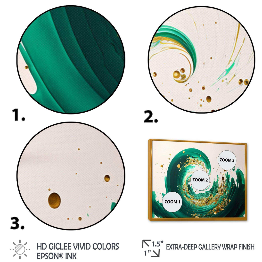 Green And Gold Crashing Waves IV - Modern Bedroom Wall Art