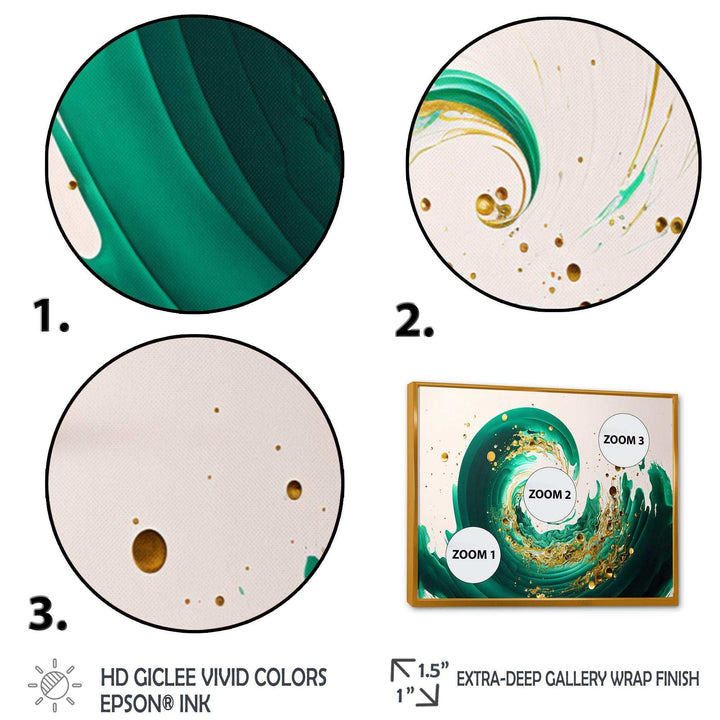 Green And Gold Crashing Waves IV - Modern Bedroom Wall Art