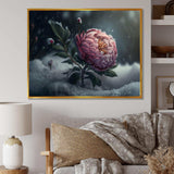 A Blooming Pink Peony Flower In Winter III Canvas Canvas