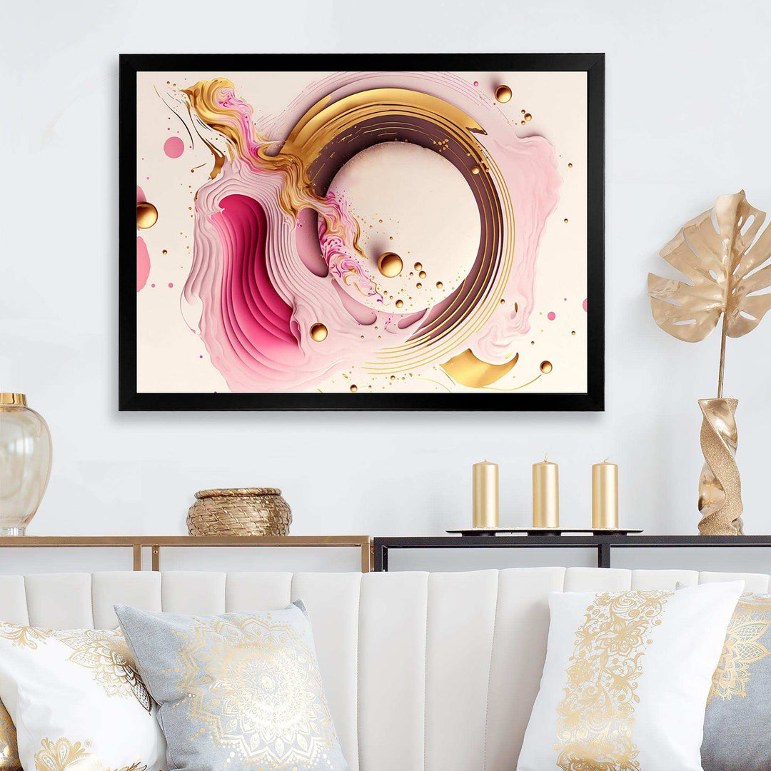 Pink Watercolor Circular Abstract III - Modern Canvas Wall Art