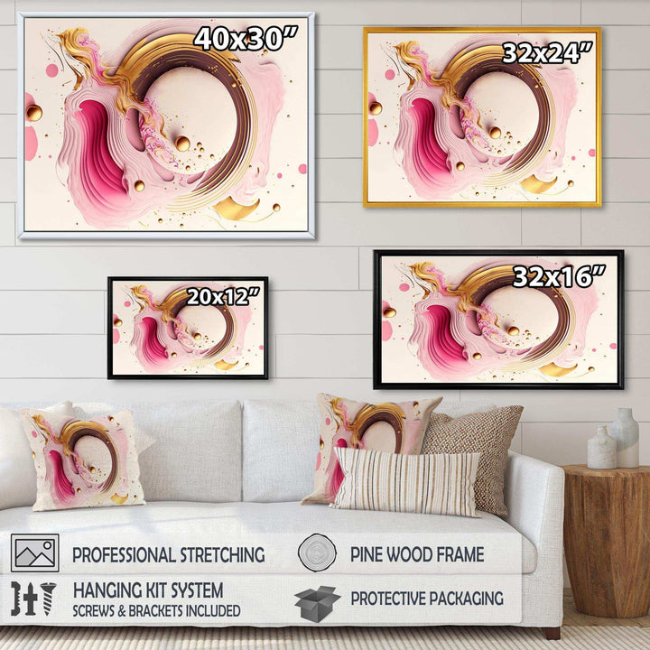Pink Watercolor Circular Abstract III - Modern Canvas Wall Art