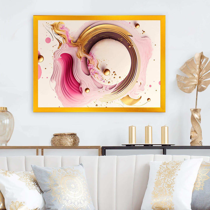 Pink Watercolor Circular Abstract III - Modern Canvas Wall Art