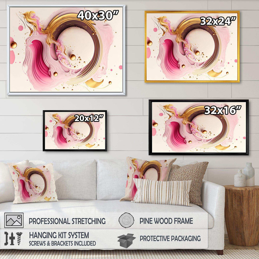 Pink Watercolor Circular Abstract III - Modern Canvas Wall Art