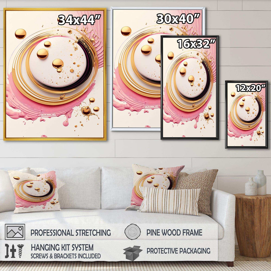 Pink Watercolor Circular Abstract IV - Modern Canvas Wall Art