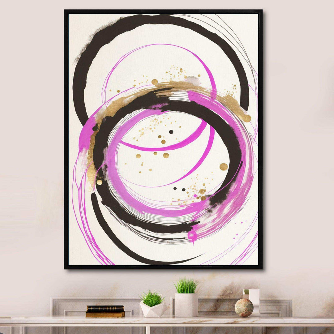 Pink And Gold Liquid Art  - Modern Living Room Wall Decor