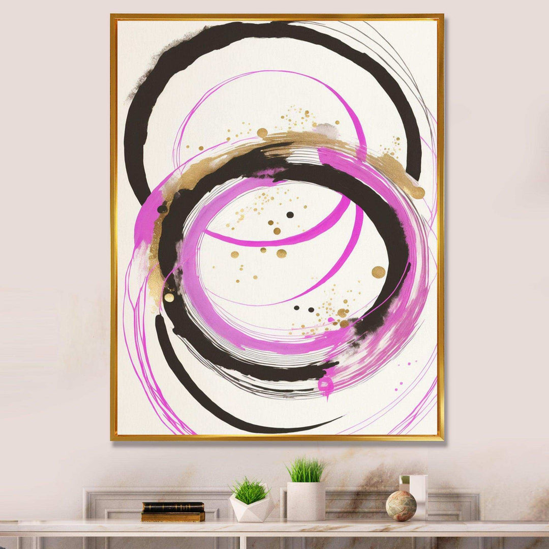 Pink And Gold Liquid Art  - Modern Living Room Wall Decor