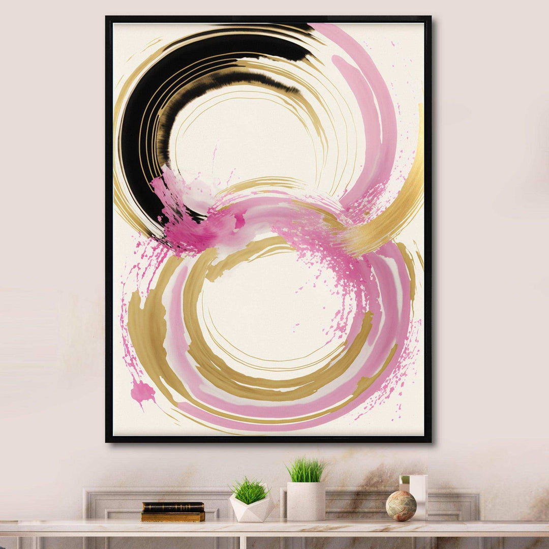 Pink And Gold Curves IV - Modern Bedroom Wall Art