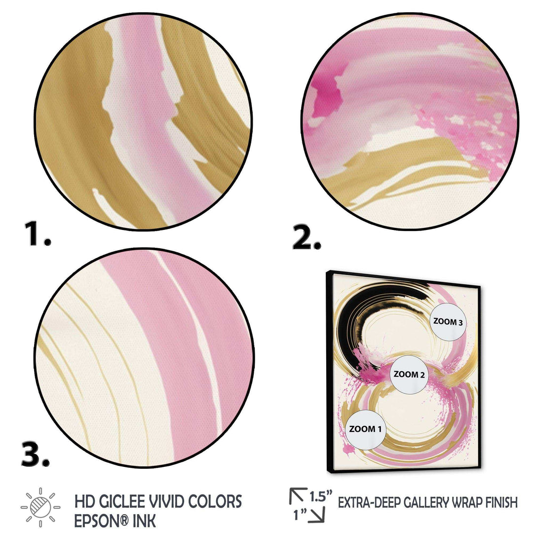 Pink And Gold Curves IV - Modern Bedroom Wall Art
