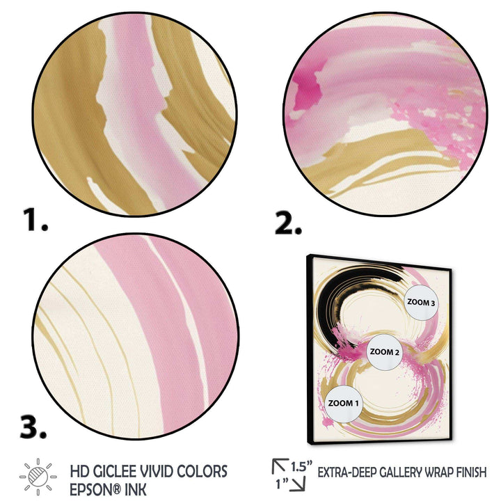 Pink And Gold Curves IV - Modern Bedroom Wall Art