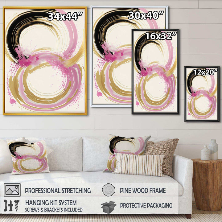 Pink And Gold Curves IV - Modern Bedroom Wall Art