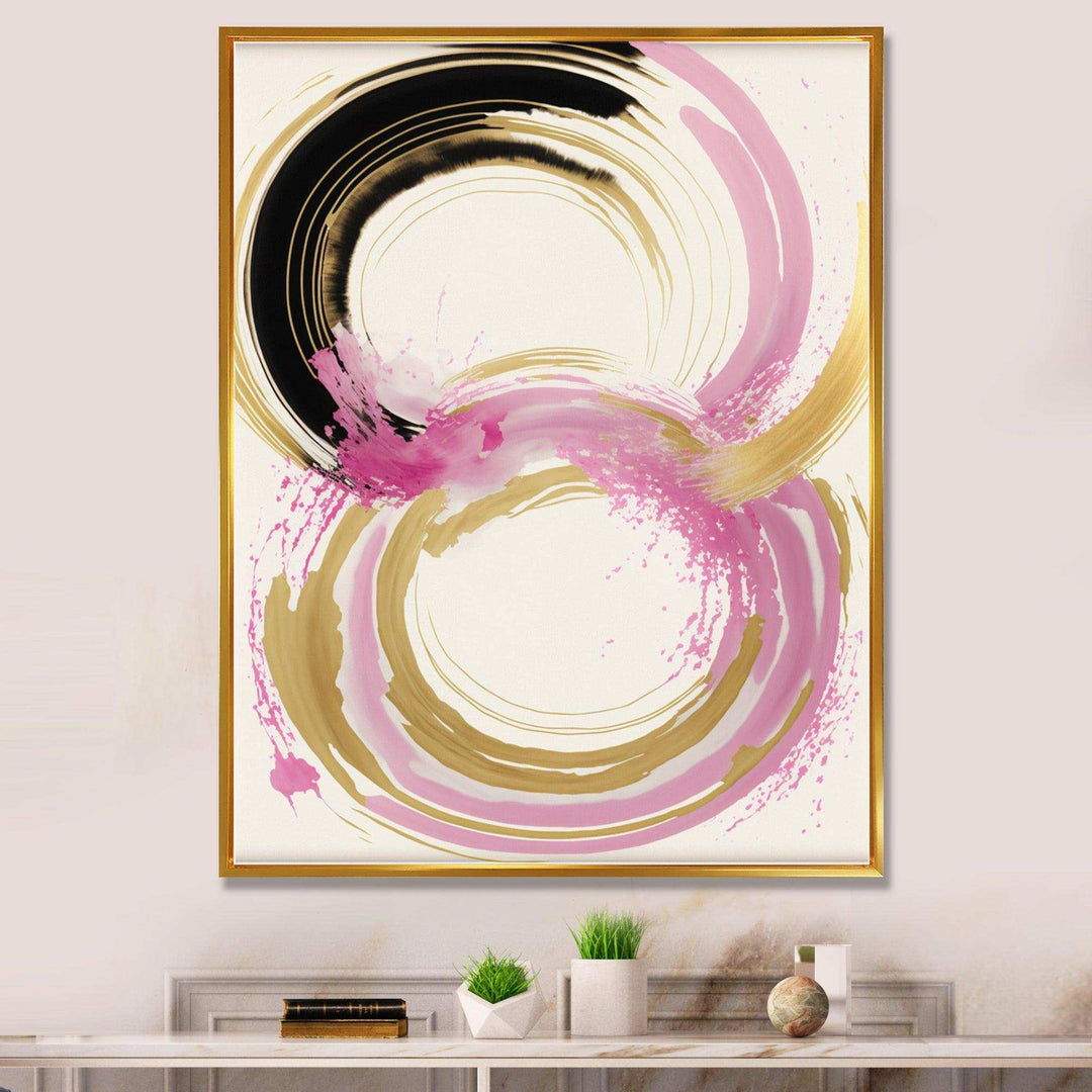 Pink And Gold Curves IV - Modern Bedroom Wall Art