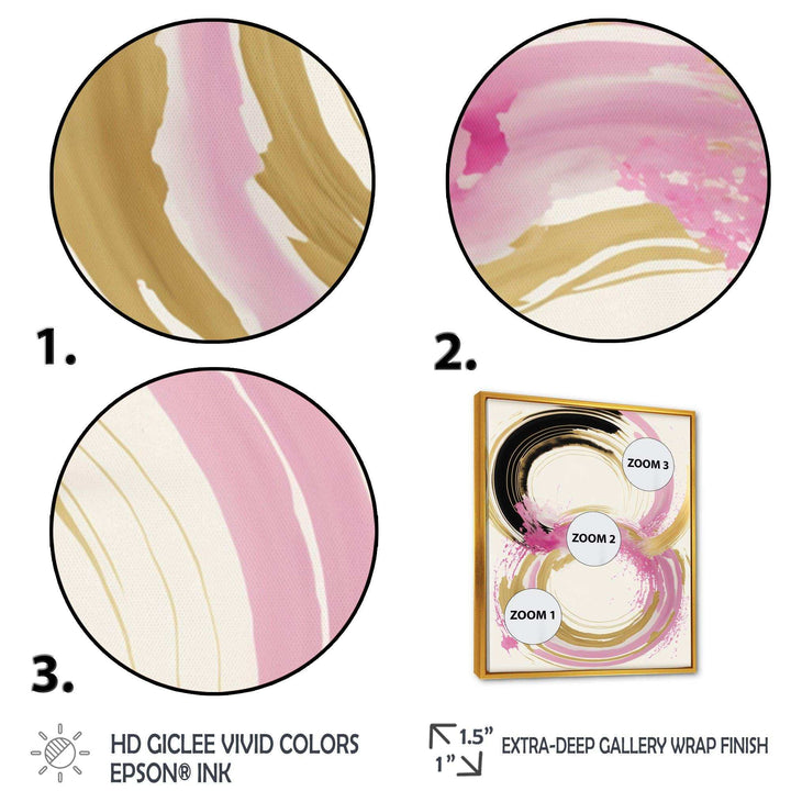 Pink And Gold Curves IV - Modern Bedroom Wall Art