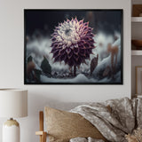 A Blooming Purple Dahlia Flower In Winter III Framed Canvas Vibrant Gold - 1.5"Thick