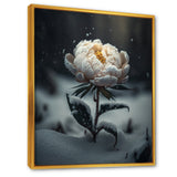 A Blooming White Peony Flower In Winter II Framed Canvas Vibrant Gold - 1.5"Thick