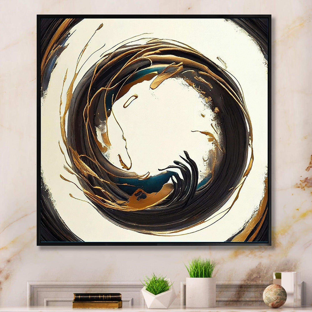 Gold Glamour Circle 1 II - Modern Living Room Wall Decor