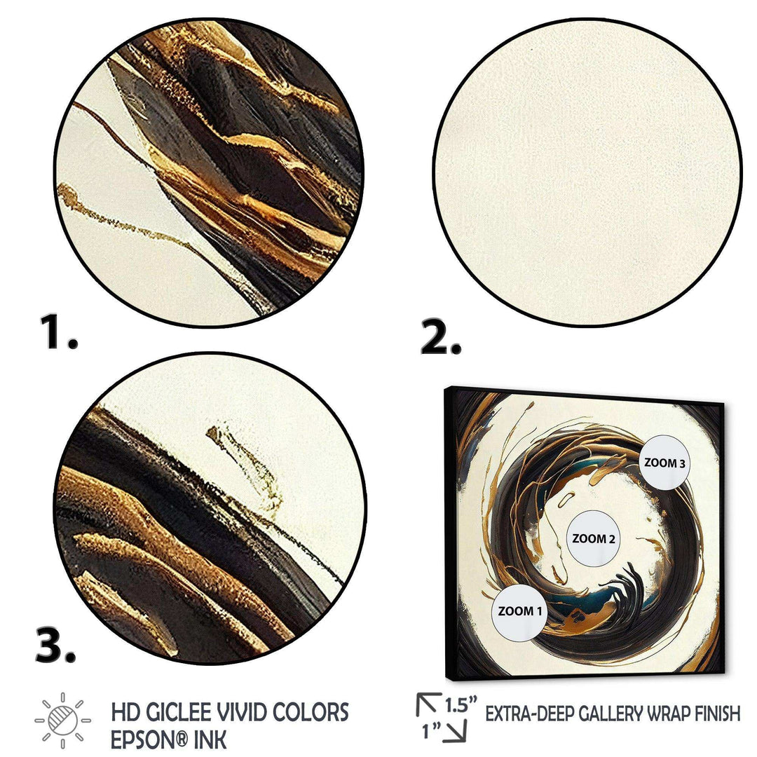 Gold Glamour Circle 1 II - Modern Living Room Wall Decor