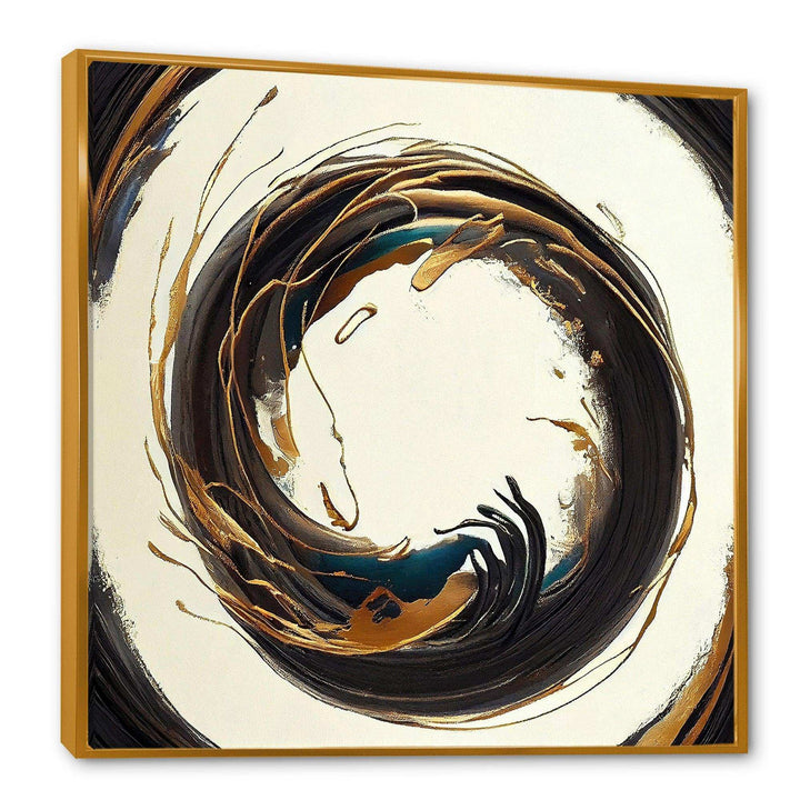 Gold Glamour Circle 1 II - Modern Living Room Wall Decor