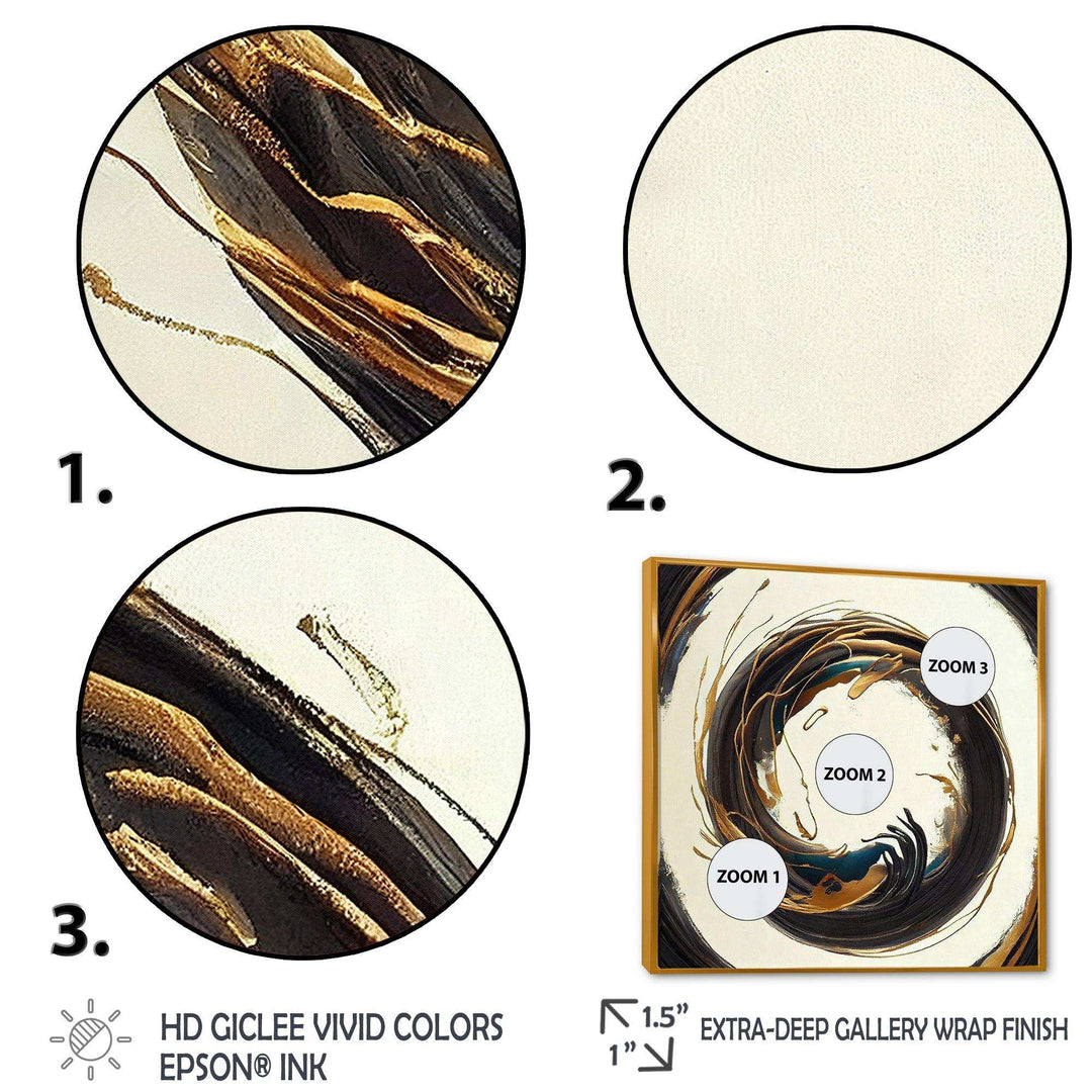 Gold Glamour Circle 1 II - Modern Living Room Wall Decor