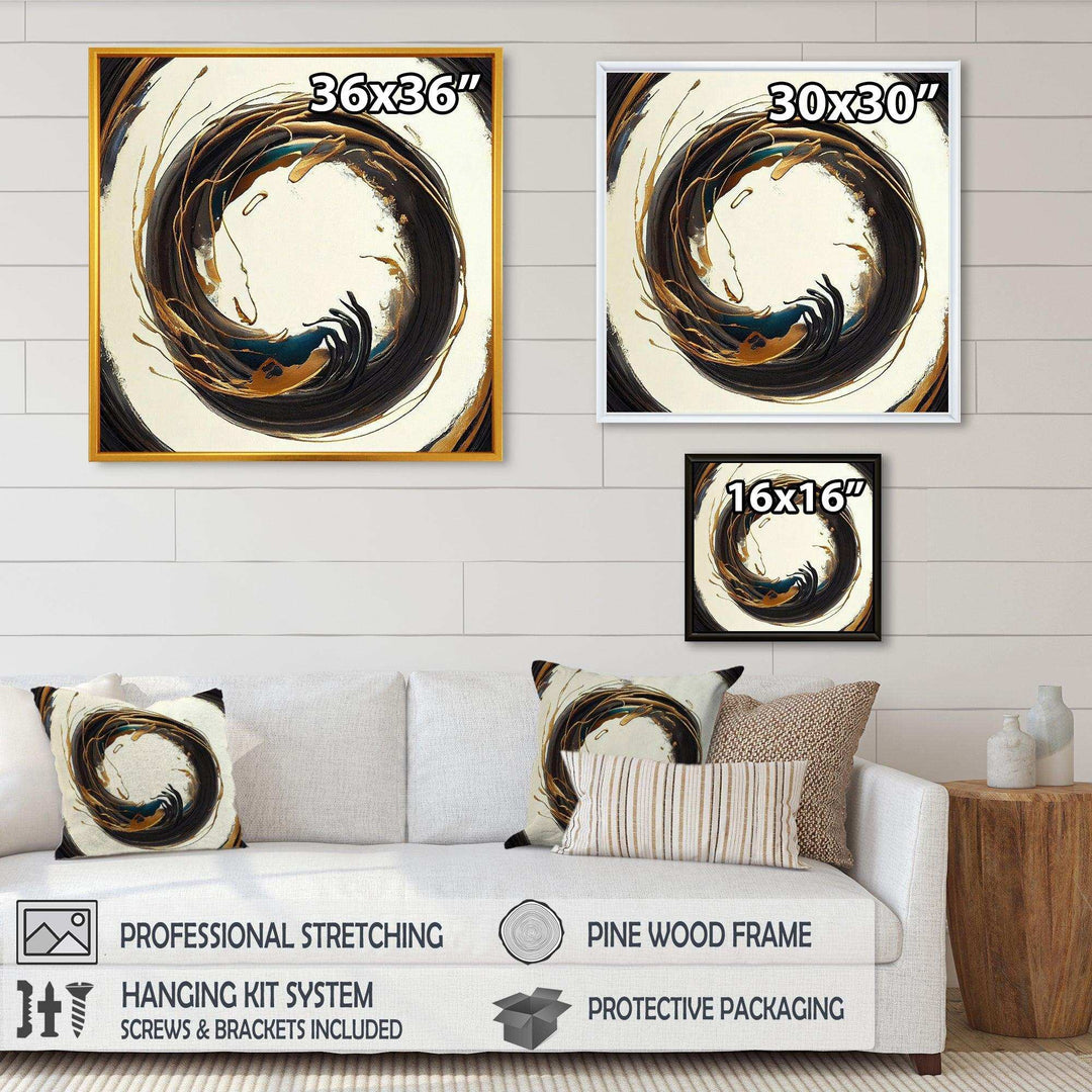Gold Glamour Circle 1 II - Modern Living Room Wall Decor