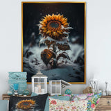 A Blooming Yellow And Orange Sunflower Winter I Canvas Canvas