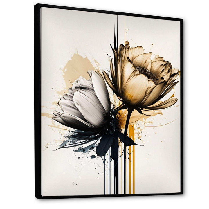 Yellow Daisy Flower On Abstract Fusion  - Traditional Living Room Wall Decor