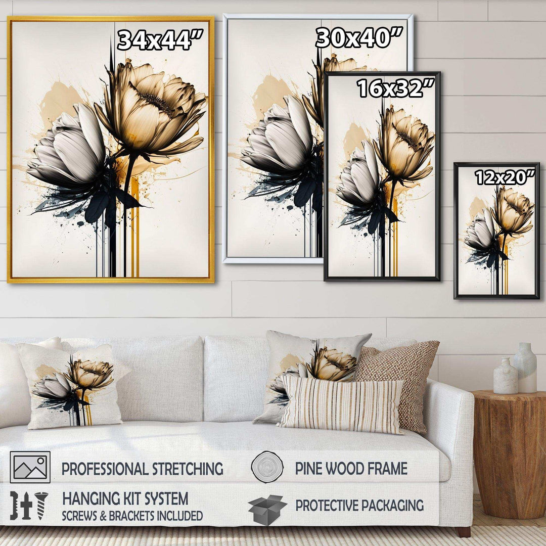 Yellow Daisy Flower On Abstract Fusion  - Traditional Living Room Wall Decor