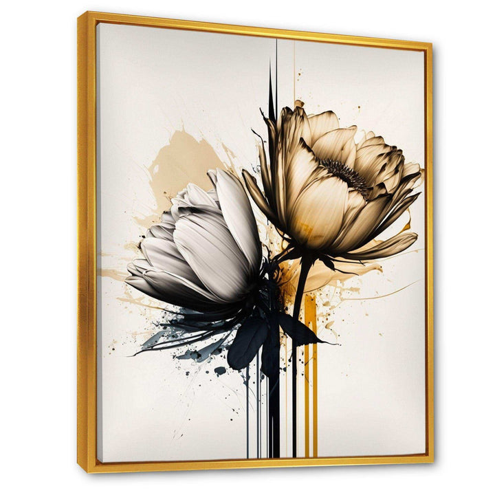 Yellow Daisy Flower On Abstract Fusion  - Traditional Living Room Wall Decor