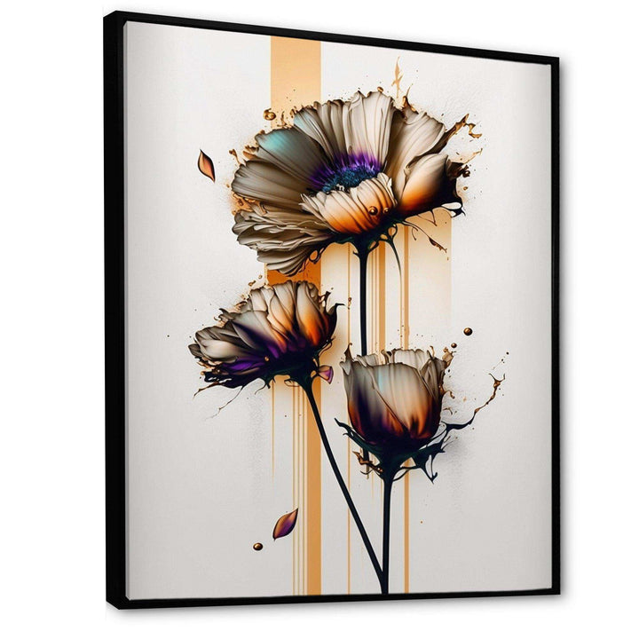 Orange Daisy Flower On Abstract Fusion I - Traditional Canvas Wall Art